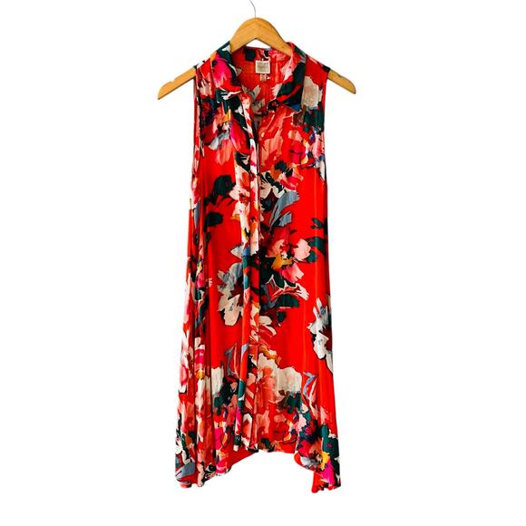Cupio Dresses & Skirts - Cupio Floral Button Up Sleeveless Shirt Dress Size L Large NWT Multicolor